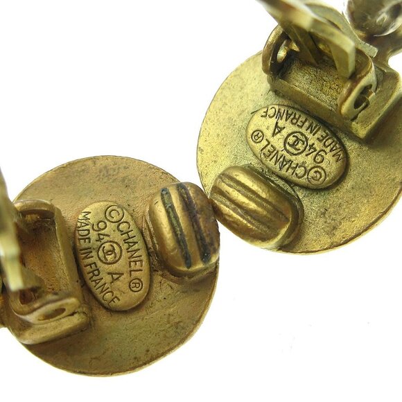 Chanel Hoop Dangle Earrings Clip-On Gold 94A 68500 - Picture 4 of 4